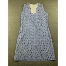 Katherine Way Dress Women M Blue Classic Shift Sleeveless USA Made Resort Travel