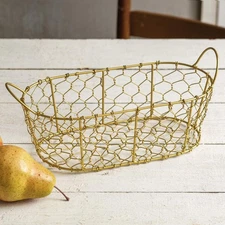 Colonial Tin Works Oval Chicken Wire Basket Small Decorative Farmhouse Center...