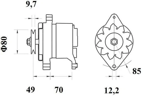 ALTERNATOR MG 191 FOR ALFA ROMEO AR/8/Platform/Chassis/Van 6 90 GIULIETTA 2.5L - Image 3 of 4