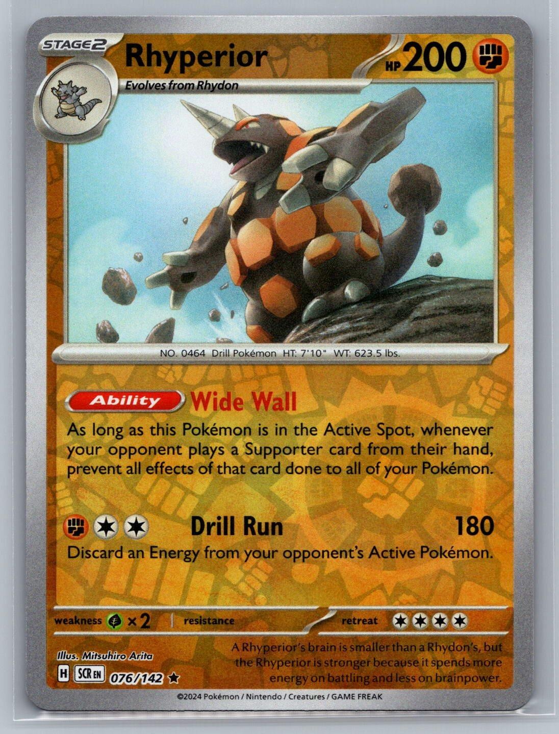 Reverse Holo Rhyperior 76/142 Rare Stellar Crown Pokemon NM