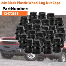 24Pcs Wheel Lug Nut Cover Cap Black Plastic For Chevrolet GMC Cadillac 12472838