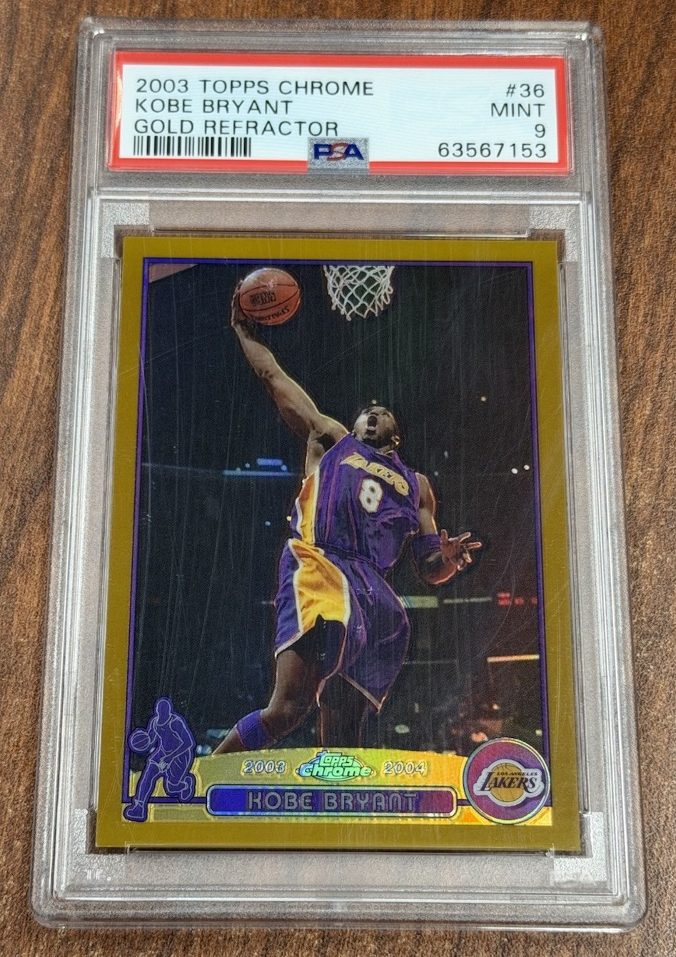 2003-04 TOPPS CHROME GOLD REFRACTOR #36 KOBE BRYANT /99 PSA 9 MINT LAKERS HOF