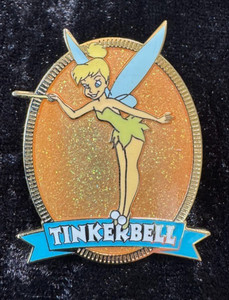 UK DS Tinkerbell Glitter Gold Oval - Disney Pin - Limited Edition (LE) 2500