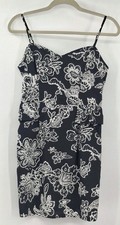 American Eagle Black White Floral Peplum Mini Dress Spaghetti Strap Size 6.