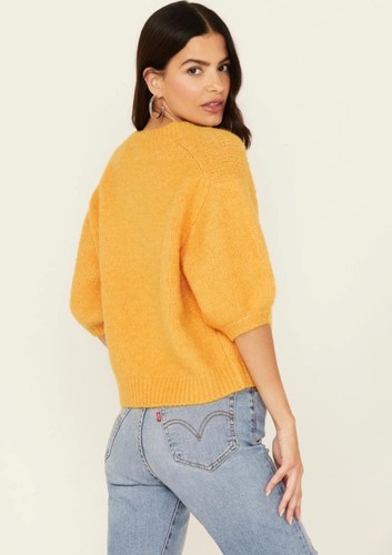 $88 VELVET HEART Pullover Fall Elbow Puff Sleeve Sweater L Mango Orange Trendy - Picture 6 of 6