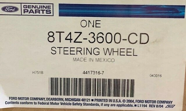 SE ADAPTA A FORD LINCOLN EDGE MKX 2008-2010 RUEDA DIRECCIÓN ASM 8T4Z3600CD - NUEVO OEM Foto 4 de 4