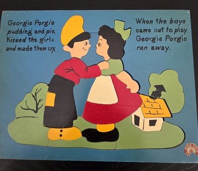 Vintage Georgie Porgie pudding and pie. Wooden Puzzle.  Rare