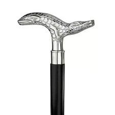 Handmade Walking Cane, Designer Crocodile Alligator Head Brass Handle Wooden Wal