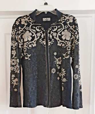 VANILLA SUGAR  Long sleeve Full Zip Mock Neck  Sweater/Top Abstract & Floral-2X