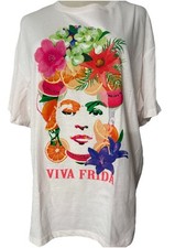 Camisa grande para mujer Frida Kahlo "Viva Frida" Pullover colorido Top manga corta