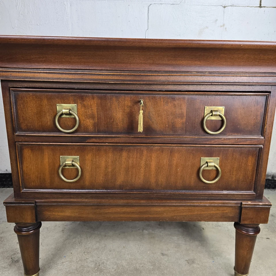 Polo Ralph Lauren Landon Bedside Mahogany Brass 2-Drawer Chest Detachable Tray - Image 2 of 4