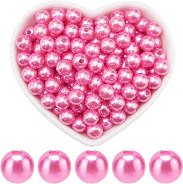500 StüCk 8Mm Rosa Perlen Acrylperlen Runde Lose Perlen Mit Loch Bastelperlen Ab-image