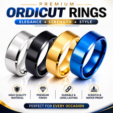 Mens 8mm Stainless Steel Wedding Band Ring Cool Simple Engagement Gift UK