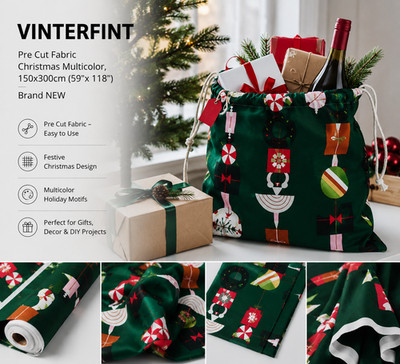 IKEA VINTERFINT vorgeschnittener Stoff Weihnachten mehrfarbig, 150 x 300 cm 5...