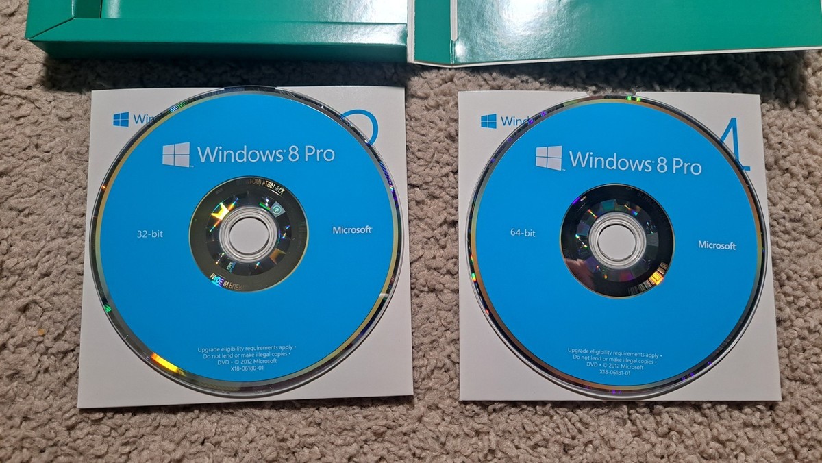 Microsoft Windows 8 Pro Version 32 Bit + 64 Bit DVD English Set W