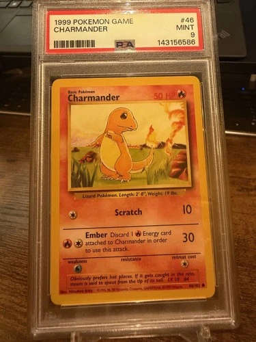 1999 Pokemon Base Set Unlimited #46 Charmander Vintage WOTC Card - PSA 9
