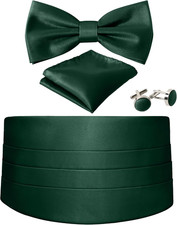 Cummerbund and Bow Tie Set Solid Color Adjustable Formal Men's Black Cumberbund