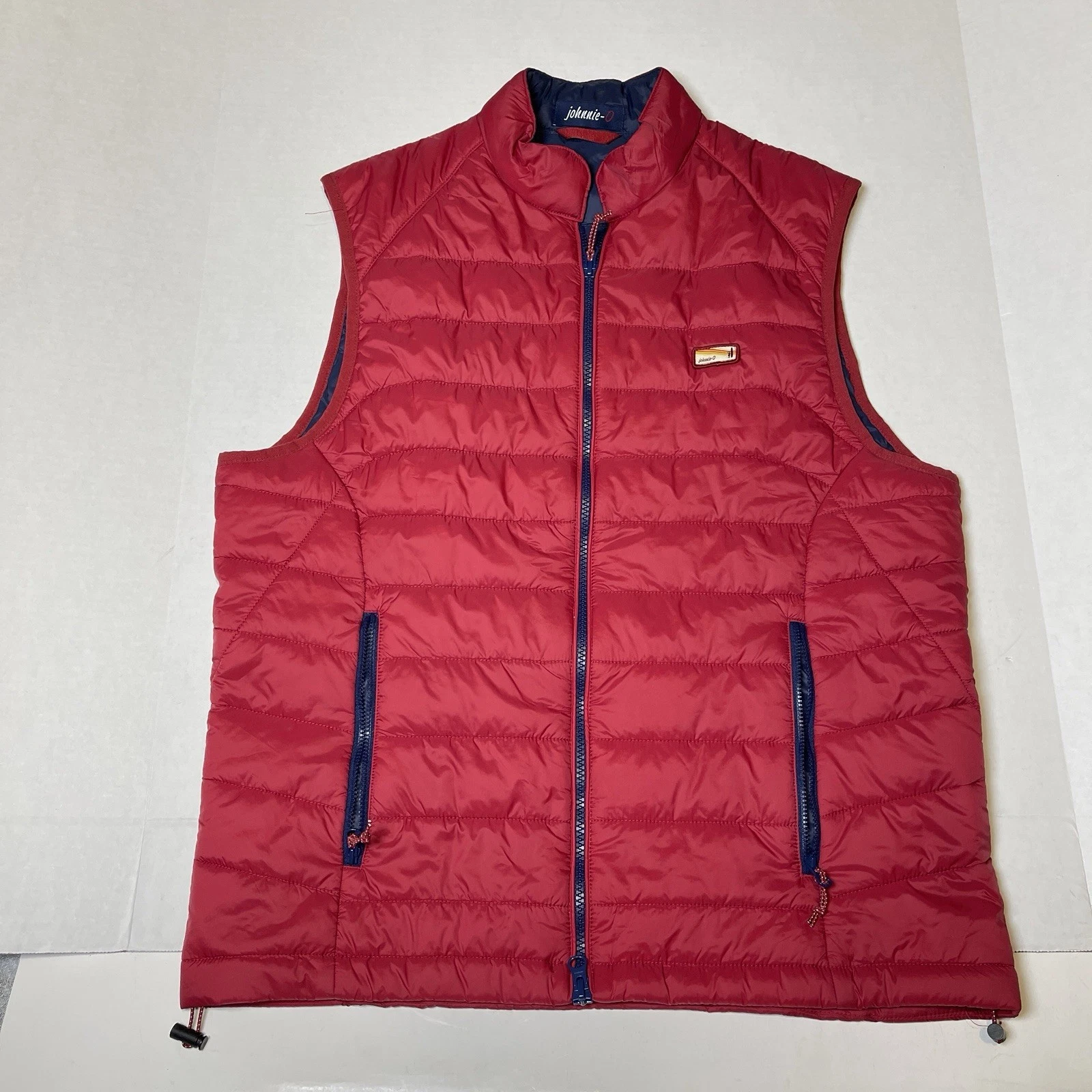 Johnnie O Hudson Quilted Full Zip Maroon Puffer Vest Men’s SizeMedium Prep Nylon