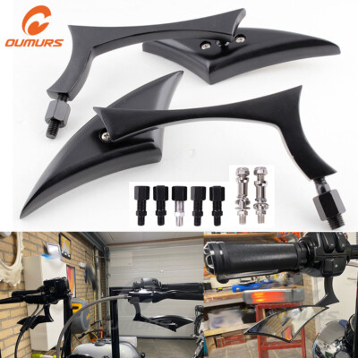 ワン 様 Motorcycle 8mm 10mm Blade Rear View Side Mirrors For Harley Honda