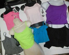 COTTON SPANDEX CAMISOLE TOPS GREAT COLORS full shelfbra ch/ladies gym yoga dance
