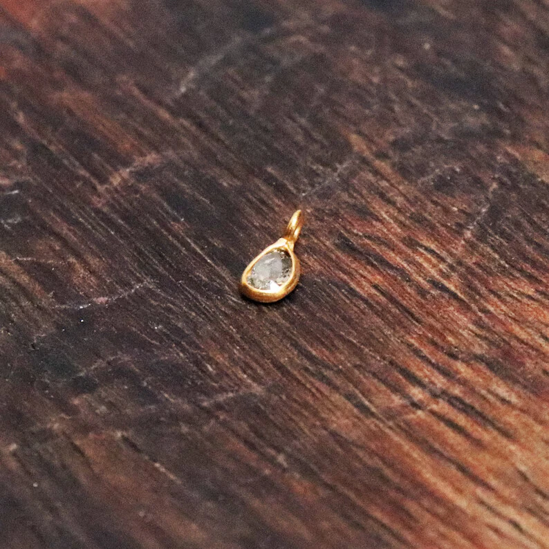 Colgante con dijes de oro macizo de 14k y 18K diamante talla rosa EP natural raro para mujer Foto 4 de 4