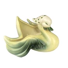Vtg 1950s MCM Hull Pottery Mother Goose Swan Bird Duck Polka Dot Green Planter