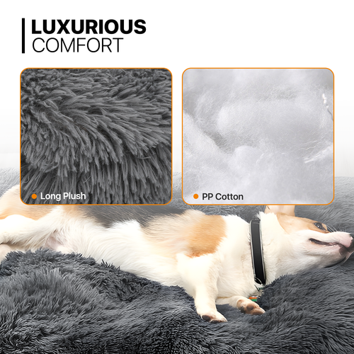 Pet Dogs Cats Bed Long Plush Rectangle Soft Calming Beds Beige Cuddler Cushion - Picture 6 of 24