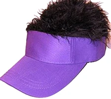 Flair Fuzzy Wig Hair Visor Hat Baseball Golf Cap Purple Visor Black Ravens K-St
