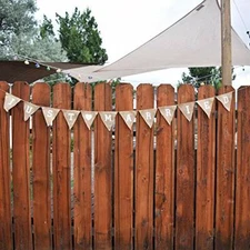 Quasimoon Just Married Wedding Burlap Triangle Flag Pennant Banner (12 Ft) by...