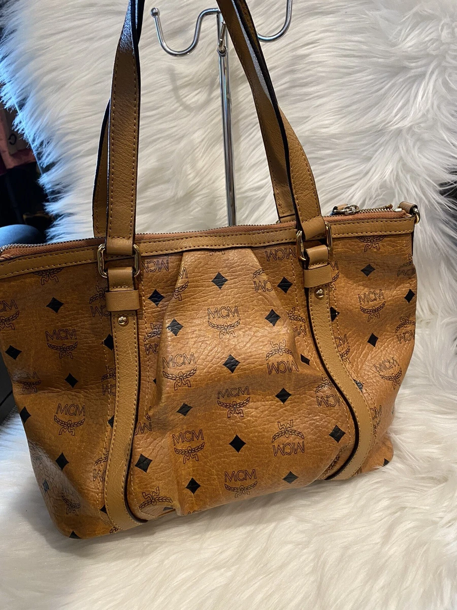 Auth MCm Cognac Visetos Shoulder Two way bag