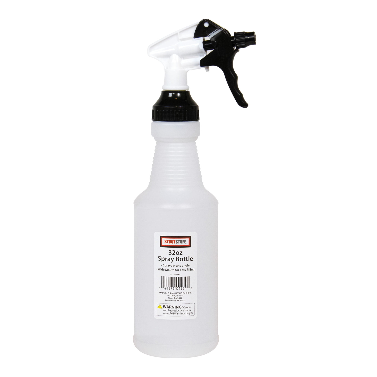Stout Stuff Plastic Wide Mouth All-Angle Empty Spray Bottle, 32 fl oz