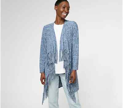 Attitudes by Renee Spacedye Cascade Fringe Duster-Ocean-Medium A612913 NEW