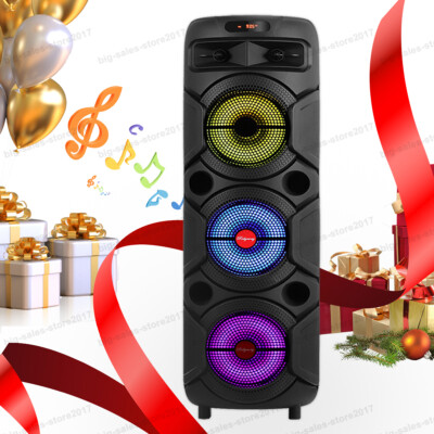 4000W Portable Bluetooth Speaker Triple Subwoofer Heavy Bass Sound System & Mic