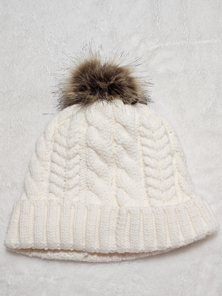 NWT Timberland Cable Knit PomPom Beanie with Fleece Lining  display picture 3