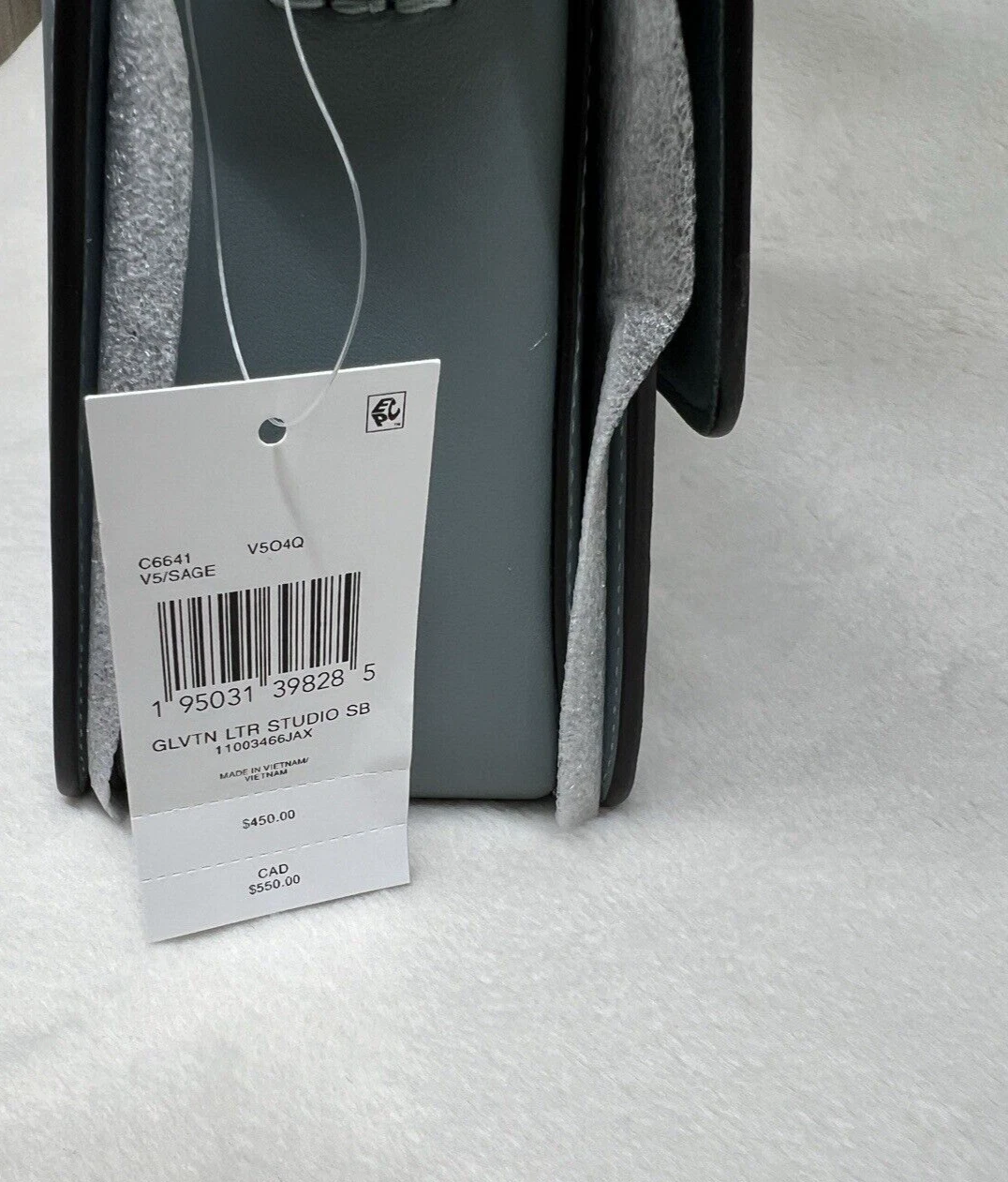 Borsa a tracolla Coach Retail Studio guanto salvia pelle conciata C6641 nuova con etichetta