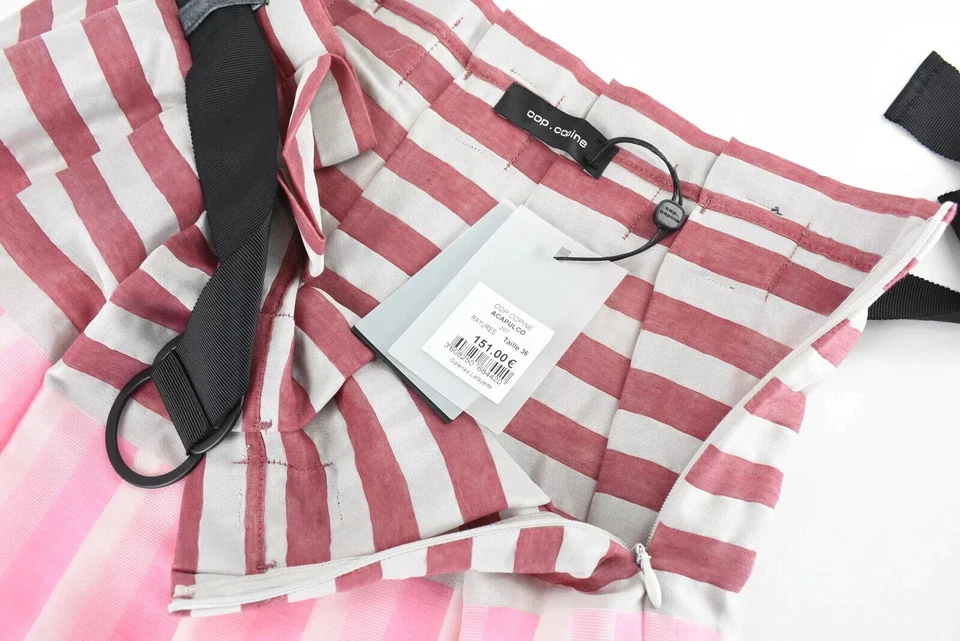 COP COPINE Acapulco Skirt Women's (EU) 36 Mini Belted Pleated Patterned Striped - Image 4 of 4