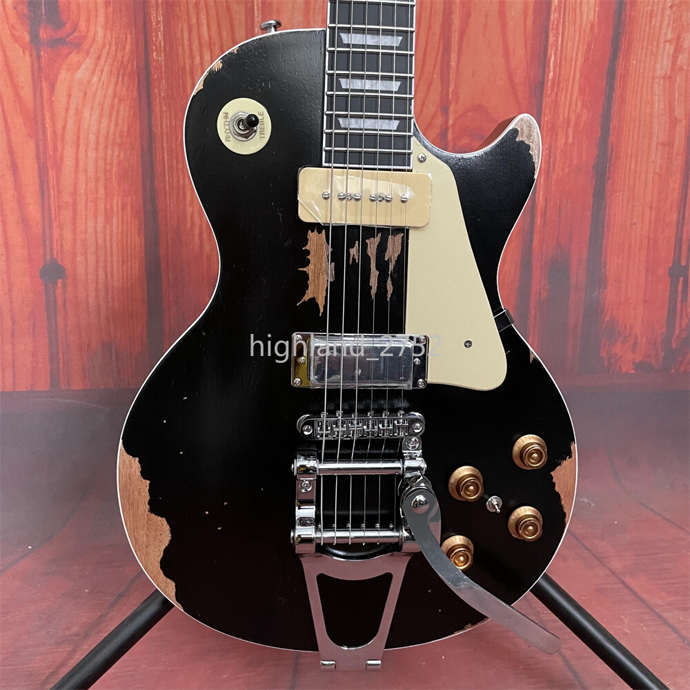 Aged Solid Body Old Black Heavy Relic Neil Young Electric Guitar P90H