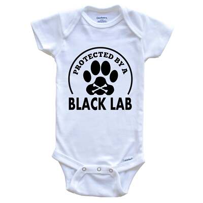 Protected By A Black Lab Funny Dog One Piece Baby Bodysuit