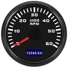 52MM Black Tachometer 0-6000RPM Tacho Meter Gauge for Boat Car Truck Waterproof 