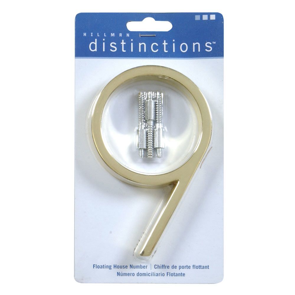 Hillman 5-In. Floating Mount Brass House Number 9 843209