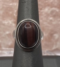 ARTISAN STERLING SILVER AND TIGER'S EYE STONE RING SIZE 6.5