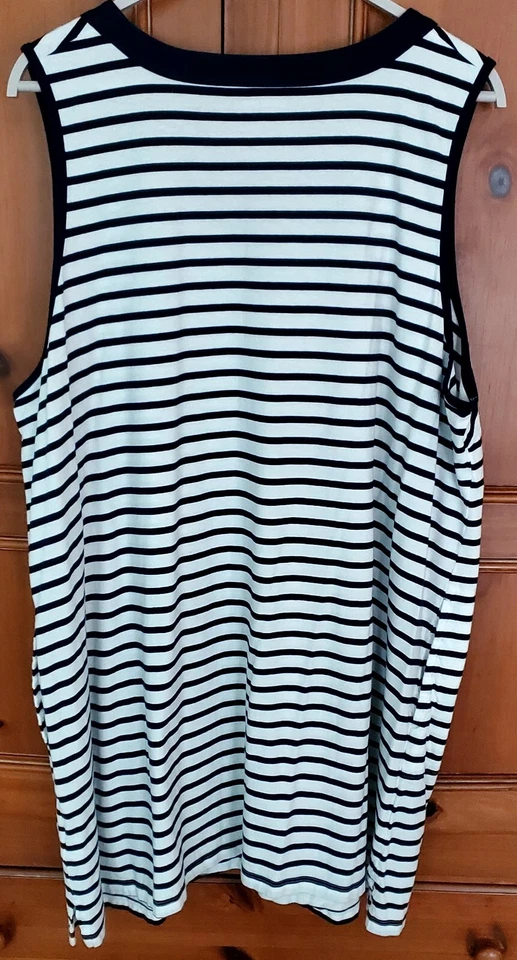 Vestido/cobertura Lands End feminino azul marinho/branco listrado algodão sem mangas tamanho 3X - Imagem 4 de 4
