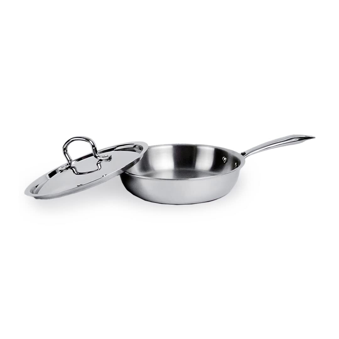USHA Shriram Triply Stainless Steel Frying Pan with Lid 20 cm