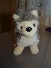 Retired Bearington Collection Husky Dog TIMBER Plush Toy 9" Long Animal Stuffed
