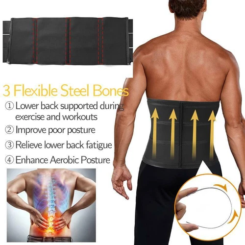 Corsés de entrenamiento de cintura para hombre de 3 correas entrenamiento Cincher adelgazante sauna moldeador corporal - Imagen 8 de 15