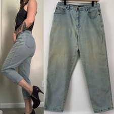 Vintage 90s Womens 30" x 27" Bill Blass High Rise Tapered Ankle Leg Mom Jeans