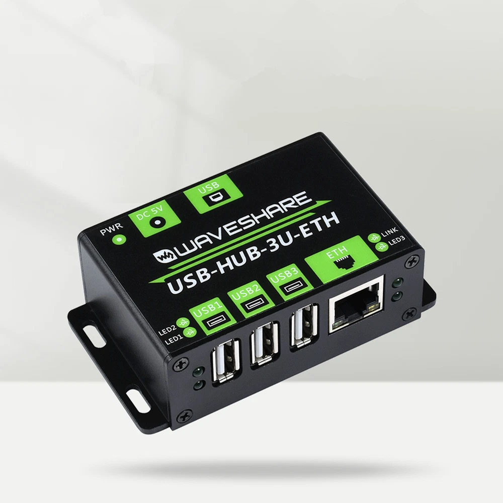 3-Port USB Hub with 100M Ethernet Port - Industrial-Grade Extension Board