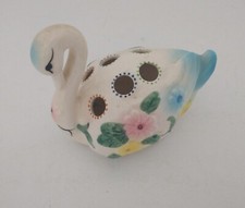 Ceramic Swan Floral Japan Vintage Toothbrush Holder MCM 6 Hole Blue Pink Yellow