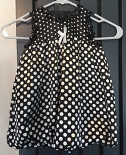 Vestito bambina nero/bianco maculato orlo a bolle età 9-12 mesi morbido setoso carino