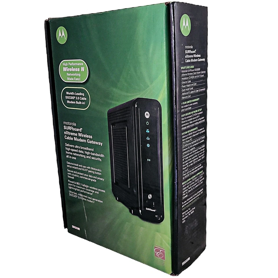 Motorola SURFboard SBG6580 Docsis 3.0 Wi-Fi Cavo Modem Gateway Non Usato Aperto - Immagine 3 di 4